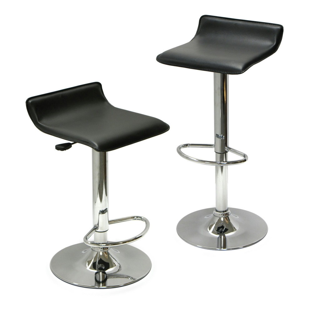 Spectrum 2-Pc Adjustable Swivel Stool Set, Black and Chrome