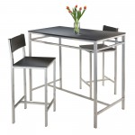 Hanley 3-Pc Kitchen Table with Counter Stools, Black and Steel