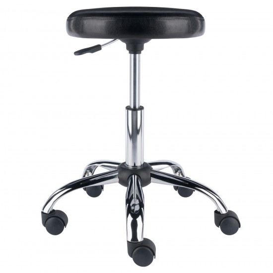 Clark Adjustable Cushion Seat Swivel Stool, Black and Chrome