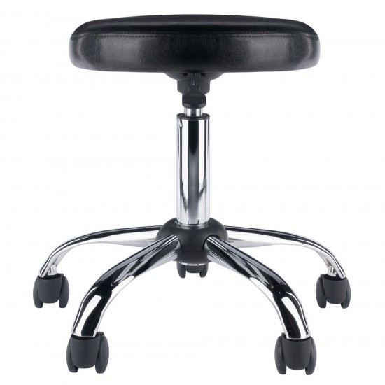 Clark Adjustable Cushion Seat Swivel Stool, Black and Chrome