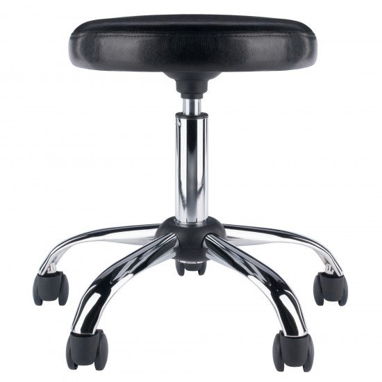 Clark Adjustable Cushion Seat Swivel Stool, Black and Chrome