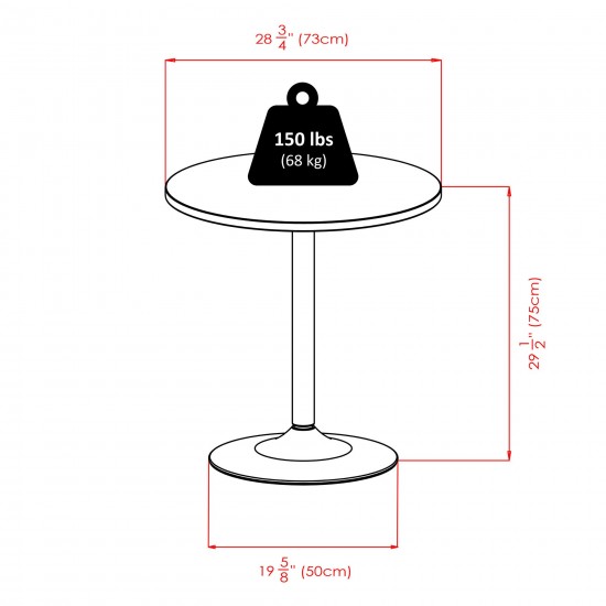 Spectrum 29" Round Dinning Table, Black and Chrome