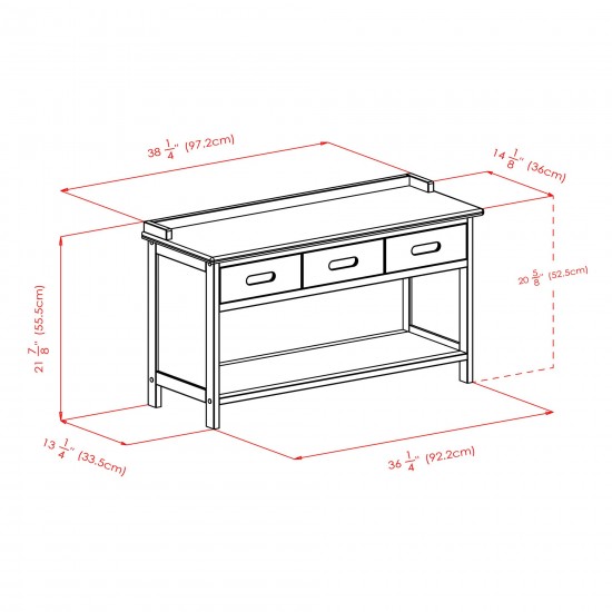 Adriana 3-Drawer Bench with Storage, Walnut