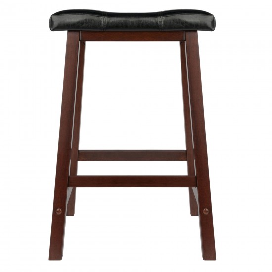 Mona Cushion Saddle Seat Counter Stool, Black and Walnut