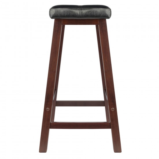 Mona Cushion Saddle Seat Counter Stool, Black and Walnut