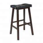 Mona Cushion Saddle Seat Bar Stool, Black and Walnut