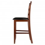 Simone 2-Pc Cushion Ladder-back Counter Stool Set, Black and Walnut