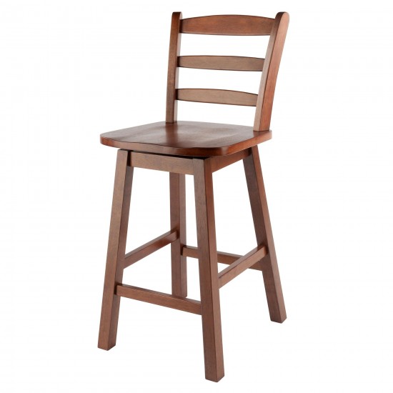 Scalera Ladder-back Swivel Seat Counter Stool, Walnut