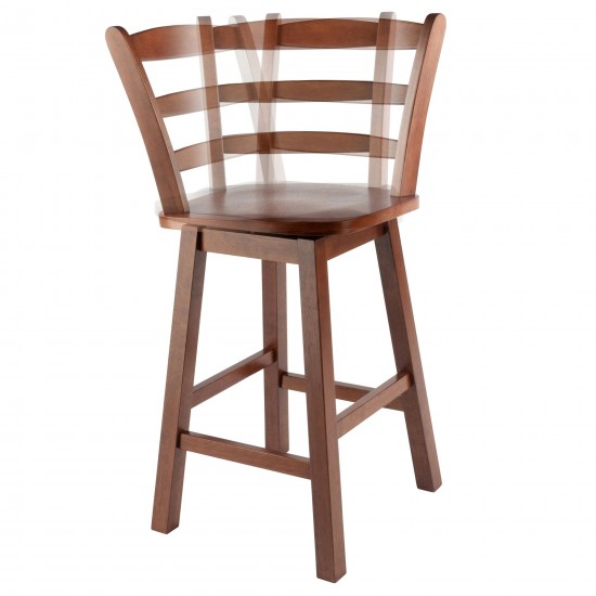 Scalera Ladder-back Swivel Seat Counter Stool, Walnut