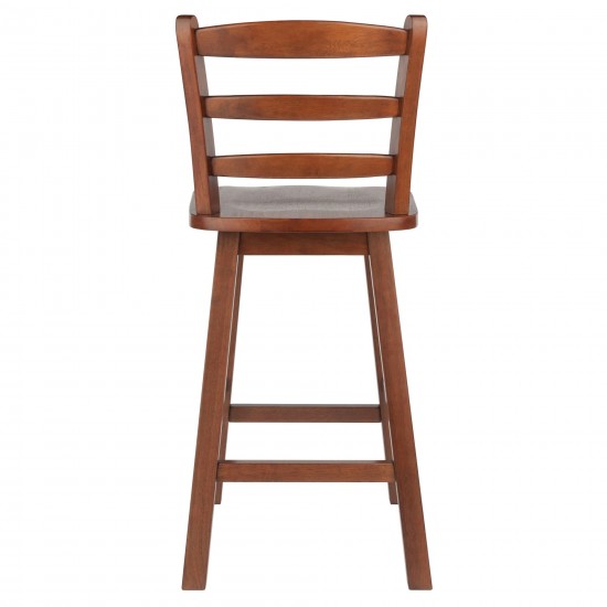 Scalera Ladder-back Swivel Seat Counter Stool, Walnut