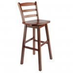 Scalera Ladder-back Swivel Seat Bar Stool, Walnut