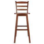 Scalera Ladder-back Swivel Seat Bar Stool, Walnut