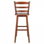 Scalera Ladder-back Swivel Seat Bar Stool, Walnut