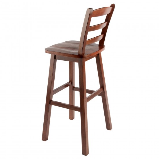 Scalera Ladder-back Swivel Seat Bar Stool, Walnut