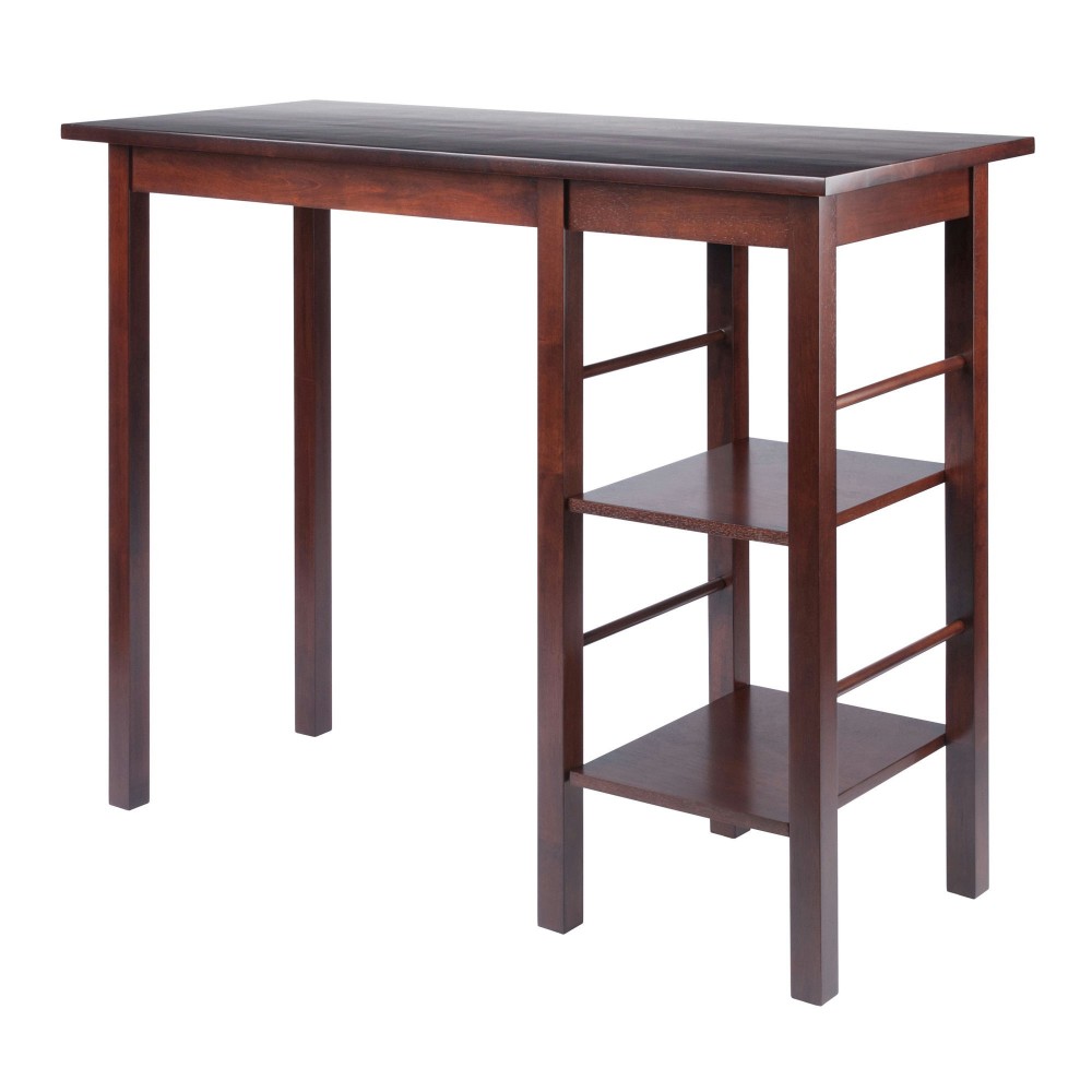 Egan Breakfast Kitchen Island with Shelves, Walnut