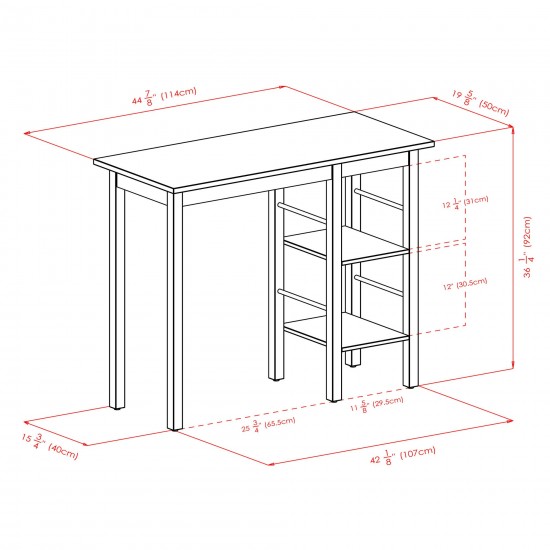 Egan Breakfast Kitchen Island with Shelves, Walnut