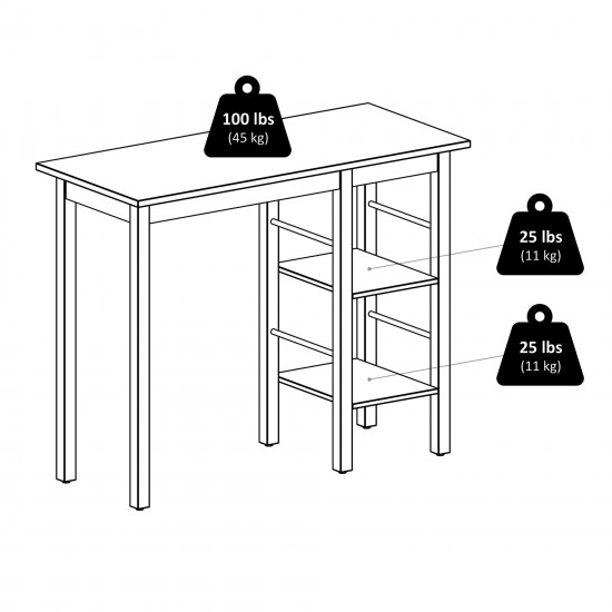 Egan Breakfast Kitchen Island with Shelves, Walnut