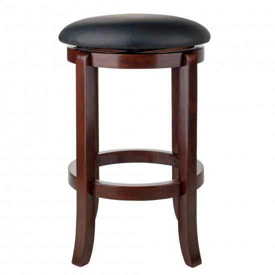 Walcott Cushion Swivel Seat Counter Stool, Black and Walnut