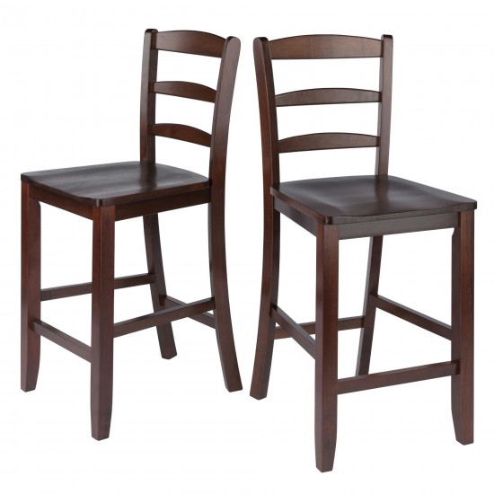 Benjamin 2-Pc Ladder-back Counter Stool Set, Walnut