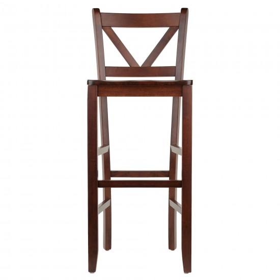 Victor 2-Pc V-back Bar Stool Set, Walnut