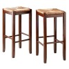 Kaden 2-Pc Rush Seat Bar Stool Set, Walnut