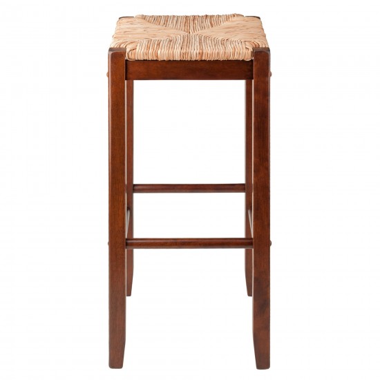 Kaden 2-Pc Rush Seat Bar Stool Set, Walnut