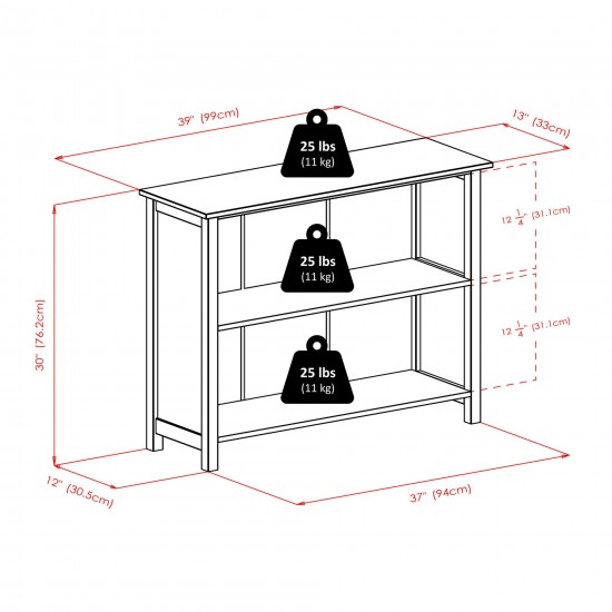 Verona 7-Pc Wide Storage Shelf with 6 Foldable Fabric Baskets, Walnut and Black