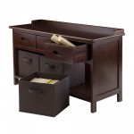 Adriana 4-Pc Storage Bench with 3 Foldable Fabric Baskets, Walnut and Chocolate