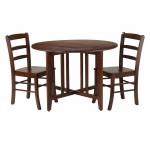 Alamo 3-Pc Drop Leaf Table with Ladder-back Chairs, Walnut, 94305