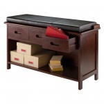 Adriana 2-Pc Storage Bench with Seat Cushion, Walnut and Espresso