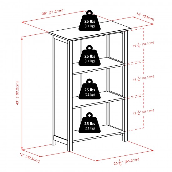 Milan 6-Pc Storage Shelf with 5 Wicker Baskets, Walnut