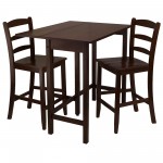 Lynnwood 3-Pc Drop Leaf Table with Ladder-back Counter Stools, Walnut