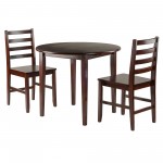 Clayton 3-Pc Drop Leaf Table with Ladder-back Chairs, Walnut