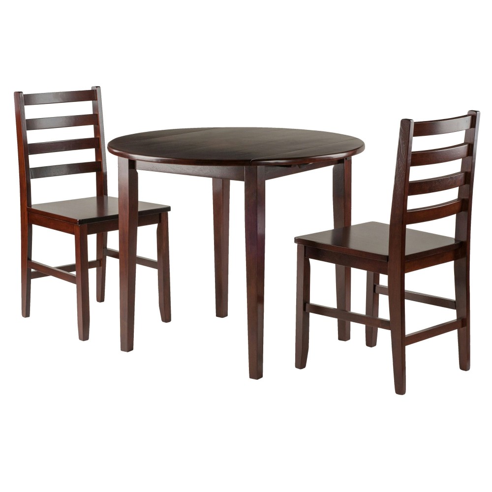 Clayton 3-Pc Drop Leaf Table with Ladder-back Chairs, Walnut