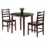 Clayton 3-Pc Drop Leaf Table with Ladder-back Chairs, Walnut