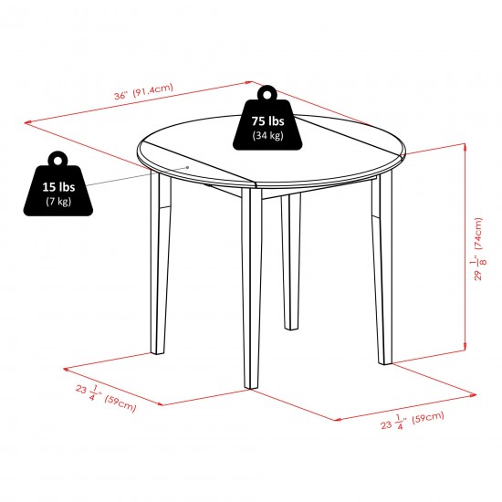 Clayton 3-Pc Drop Leaf Table with Ladder-back Chairs, Walnut