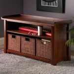 Milan 4-Pc Storage Bench with 3 Wicker Baskets, Walnut