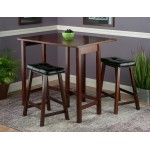 Lynnwood 3-Pc Drop Leaf Table w/ Cushion Saddle Seat Counter Stools, Natural