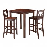 Parkland 3-Pc High Table with V-Back Bar Stools, Walnut