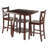 Orlando 3-Pc High Table with V-Back Counter Stools, Walnut