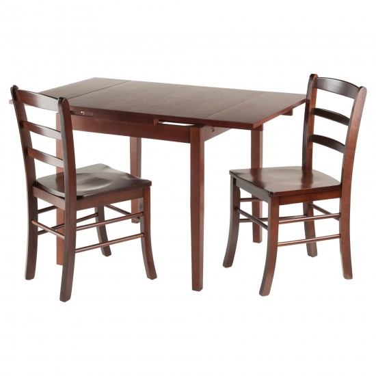 Pulman 3-Pc Dining Table with Ladder-back Chairs, Walnut