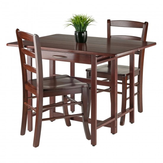 Taylor 3-Pc Drop Leaf Table with Ladder-back Chairs, Walnut