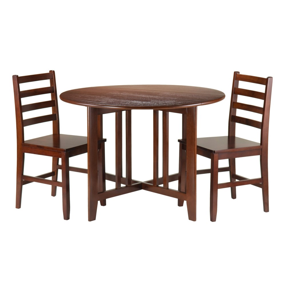 Alamo 3-Pc Drop Leaf Table with Ladder-back Chairs, Walnut, 94356