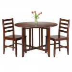 Alamo 3-Pc Drop Leaf Table with Ladder-back Chairs, Walnut, 94356