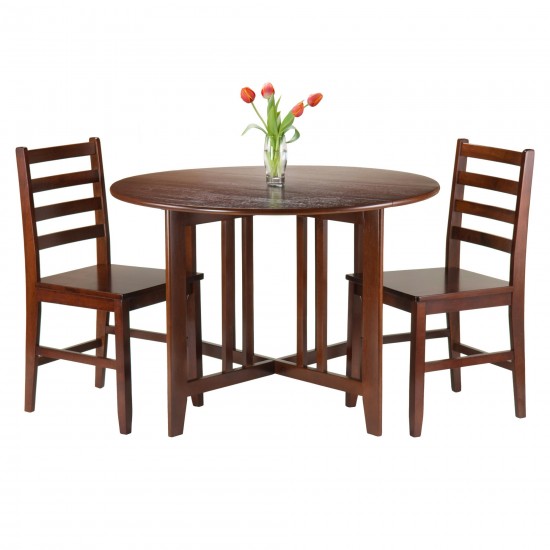 Alamo 3-Pc Drop Leaf Table with Ladder-back Chairs, Walnut, 94356