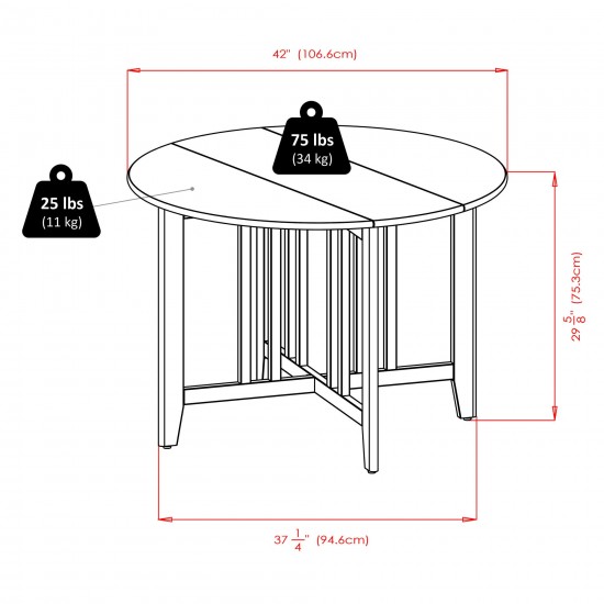 Alamo 3-Pc Drop Leaf Table with Ladder-back Chairs, Walnut, 94356