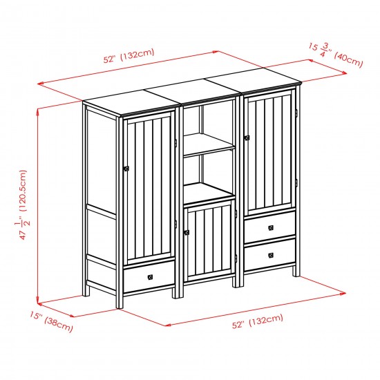 Brooke 3-Pc Modular Jelly Cupboard Set, Walnut
