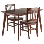 Shaye 3-Pc Set Dining Table with Slat-back Chairs, Walnut