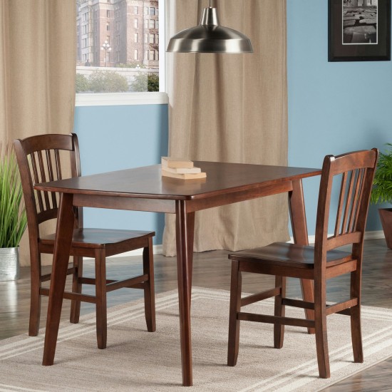 Shaye 3-Pc Set Dining Table with Slat-back Chairs, Walnut