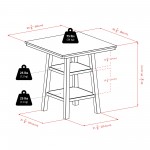 Orl&o 3-Pc High Table with Cushion Saddle Seat Counter Stools, Walnut & Black